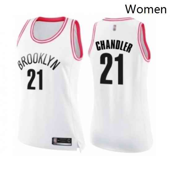 Womens Brooklyn Nets 21 Wilson Chandler Swingman White Pink Fashion Basketball Jerse